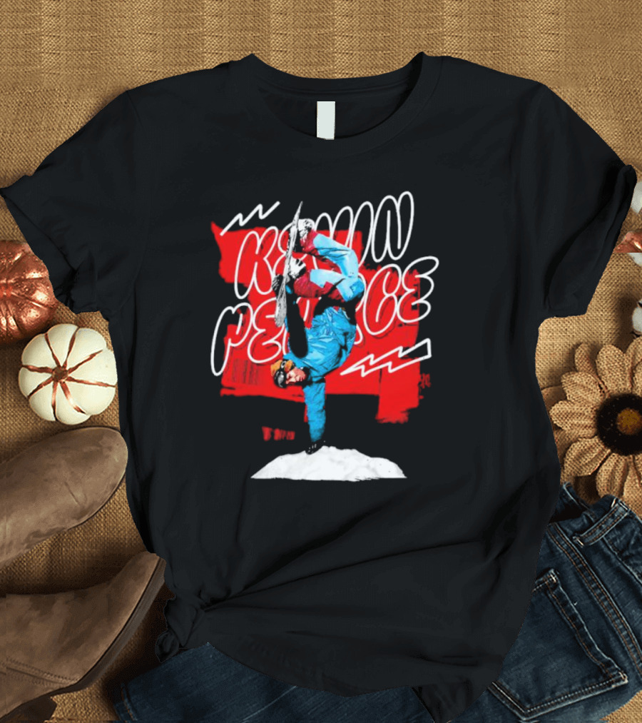 Kevin Pearce Snowboarding Handstand Pose Red and White T-Shirt