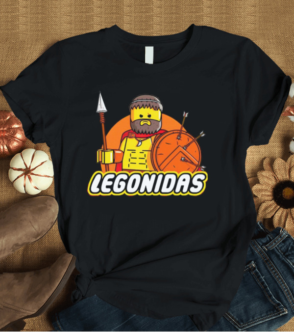 T-Shirt: Legonidas Spartan Lego Warrior Spear and Shield Block Figure T-Shirt Legonidas Spartan Lego Warrior Spear and Shield Block Figure T-Shirt