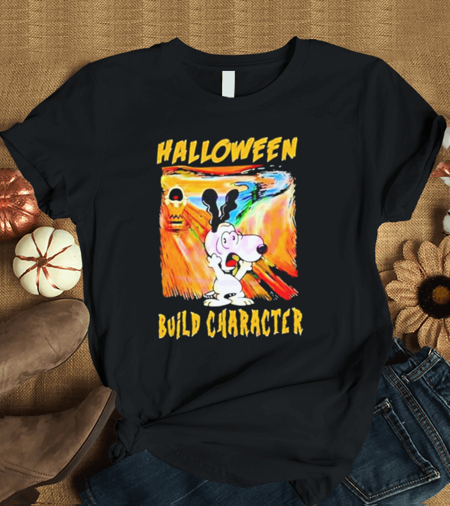 Halloween Build Character Snoopy Scream Painting T-Shirt
