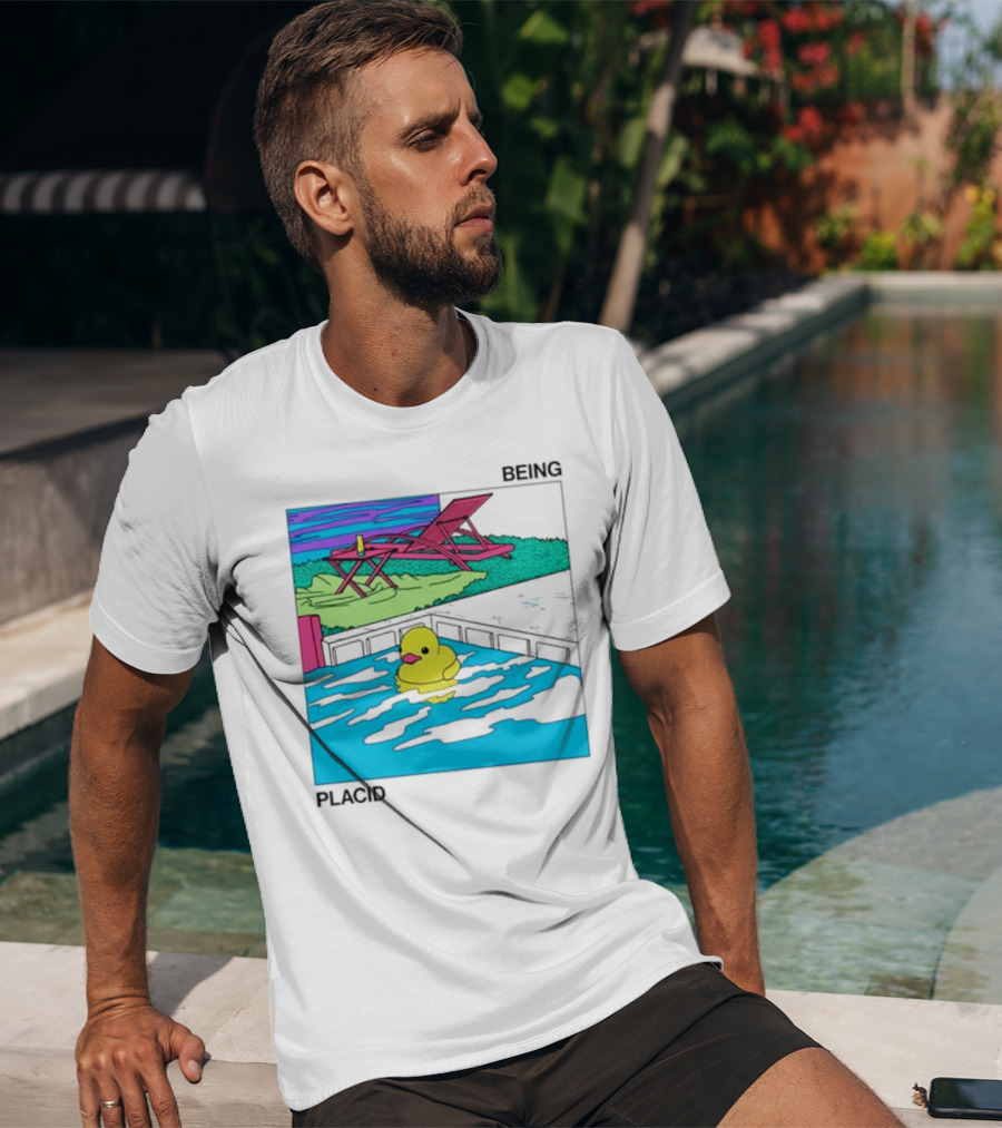 Being Placid Duck Pool Lounger Scene T-Shirt