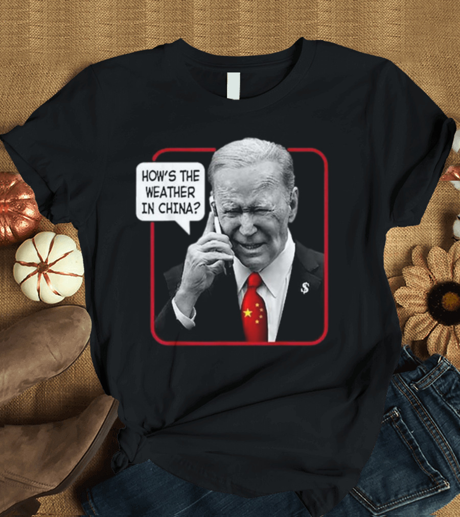 Biden How's The Weather in China Speech Bubble Tie with Stars T-Shirt