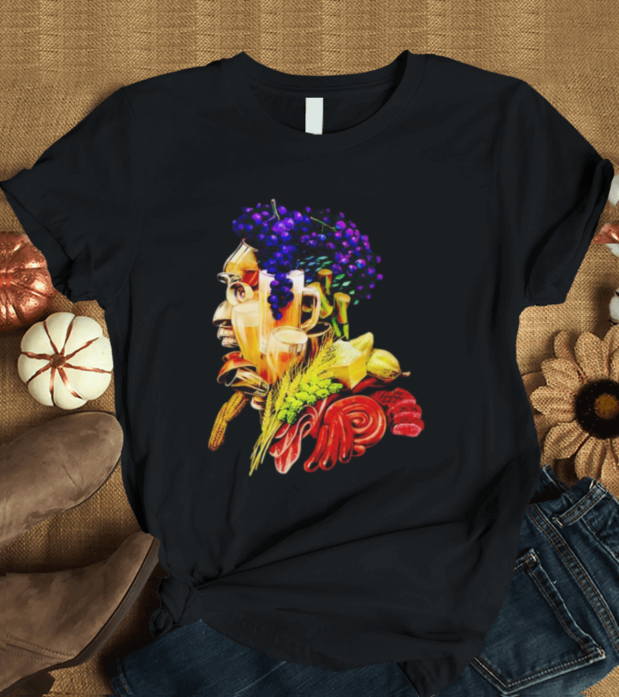 Toru Yano Damashie Baroque Food Face with Grapes and Wheat T-Shirt