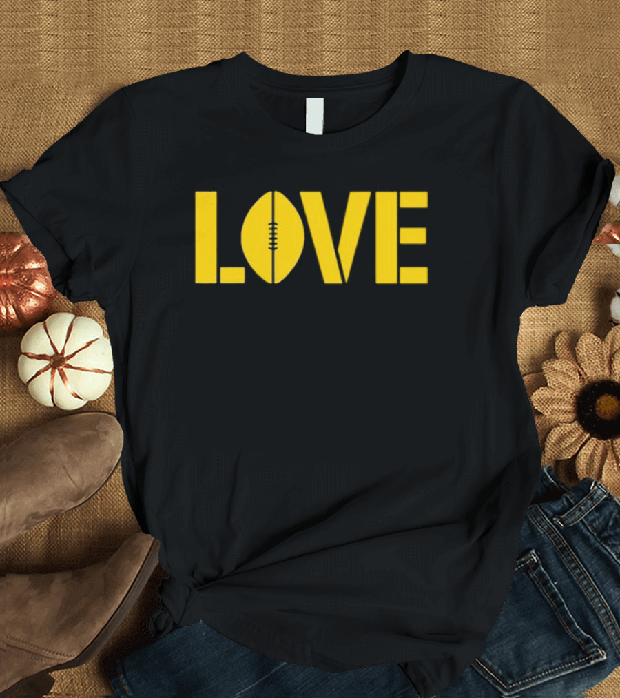 LOVE Football Vertical Stencil T-Shirt