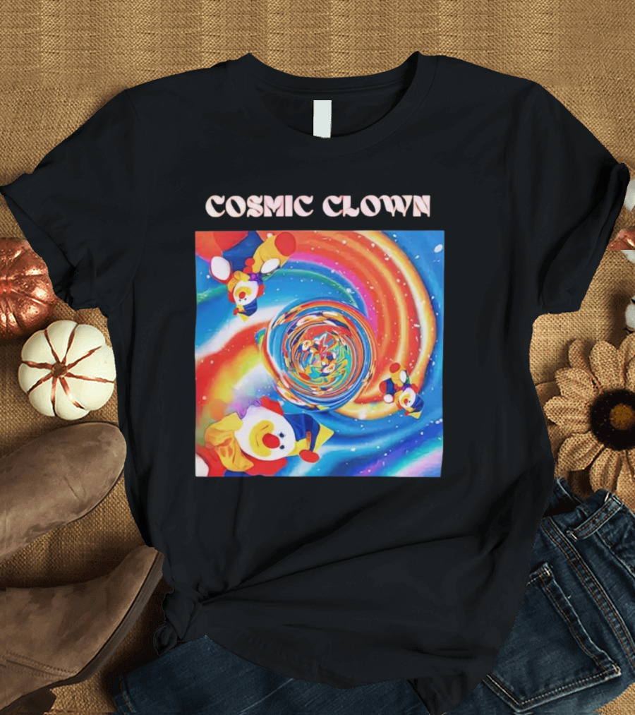 Cosmic Clown Whirlwind of Colorful Jesters T-Shirt