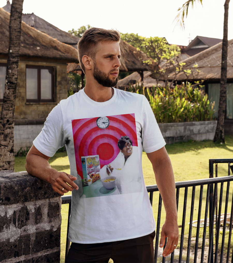 Missy Elliott Flav•O•Fleks Cereal With Red Spiral Clock Background T-Shirt