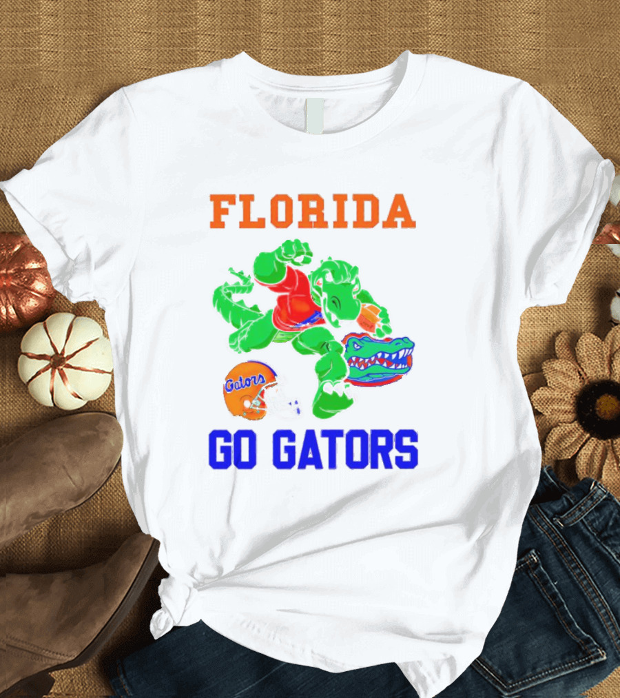 Florida Gators Go Gators Football Alligator with Gators Helmet T-Shirt