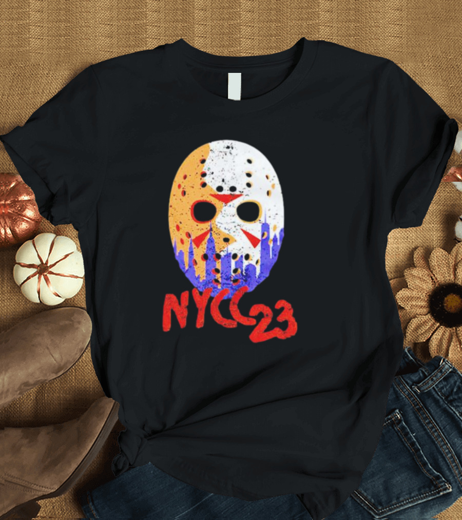 NYCC 23 Jason Voorhees Hockey Mask Skyline T-Shirt