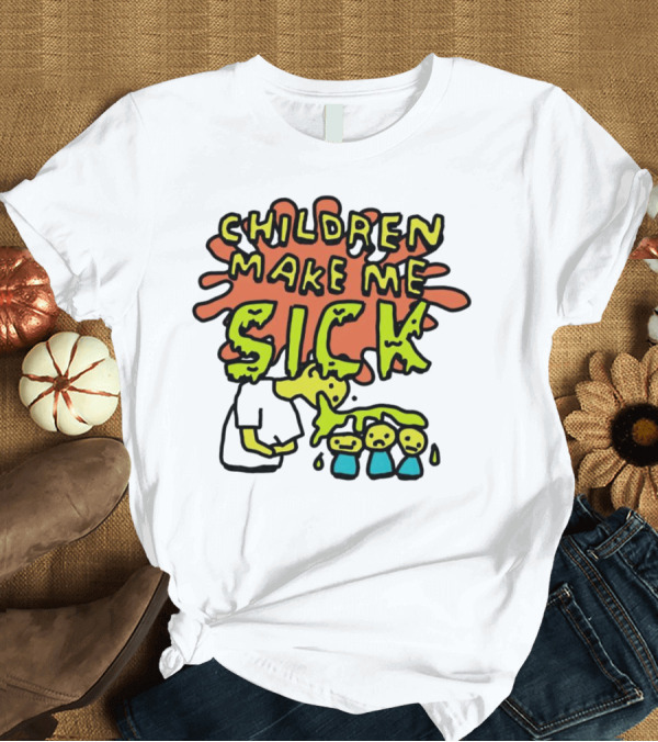 T-Shirt: Children Make Me Sick Cartoon Vomiting Colorful Splatter T-Shirt Children Make Me Sick Cartoon Vomiting Colorful Splatter T-Shirt