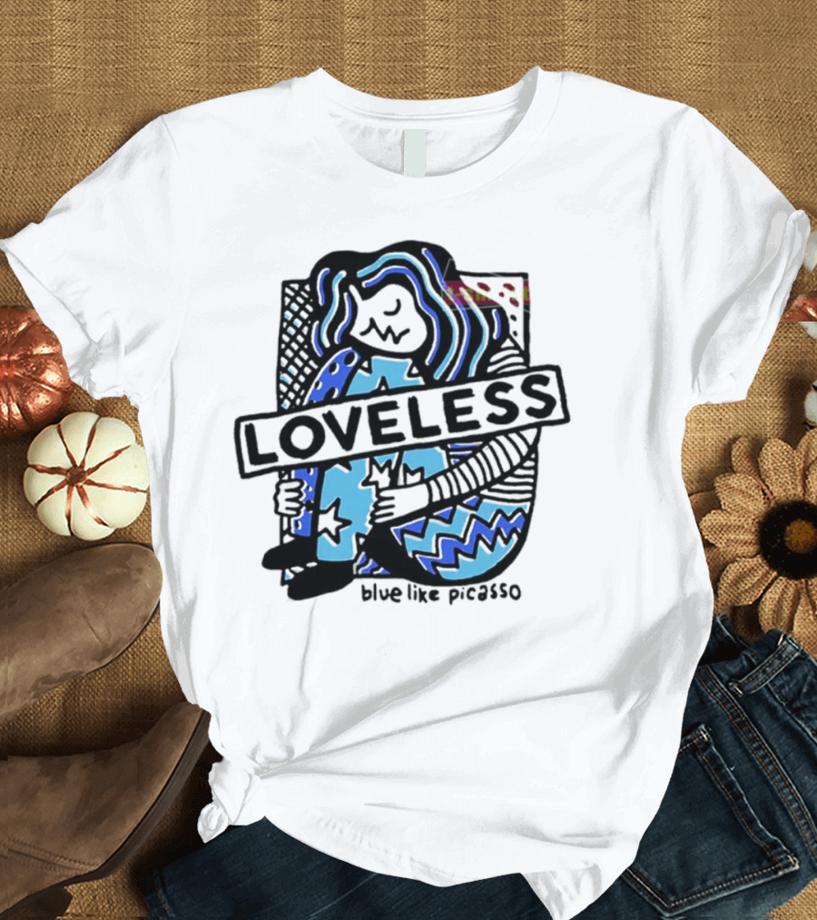 Loveless Blue Like Picasso Stars and Zigzags T-Shirt