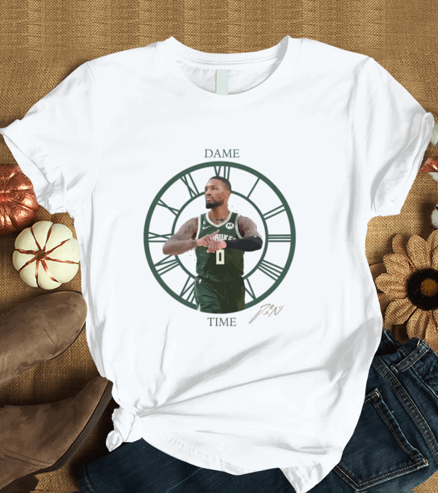 Dame Time Damian Lillard Signature Milwaukee Bucks T-Shirt