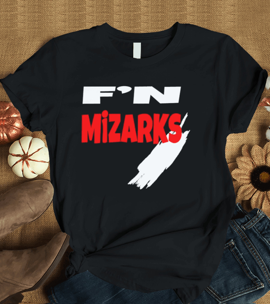 F'N Mizarks Bold Red and White Text with Brushstroke T-Shirt