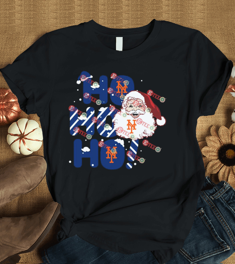 New York Mets Santa Claus Ho Ho Ho Christmas Festive T-Shirt