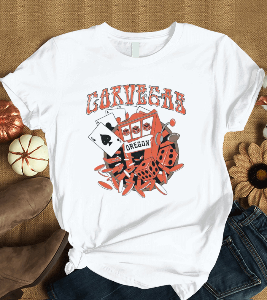 Corvegas Oregon OS Slot Machine Dice Cards Football Elements T-Shirt