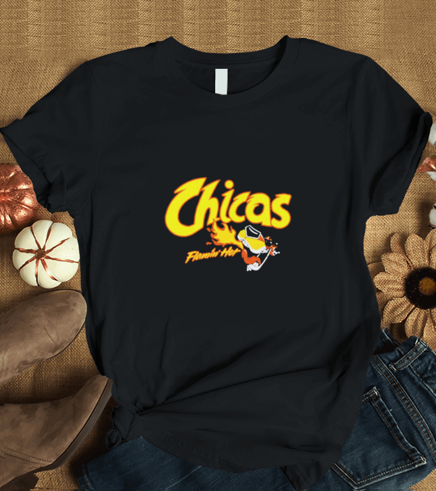 Chicas Flamin’ Hot Cheetos Cartoon Flame T-Shirt