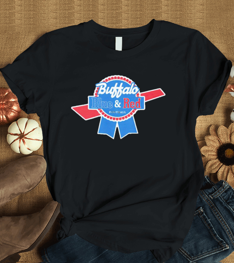 Buffalo Blue and Red Football Logo Emblem T-Shirt