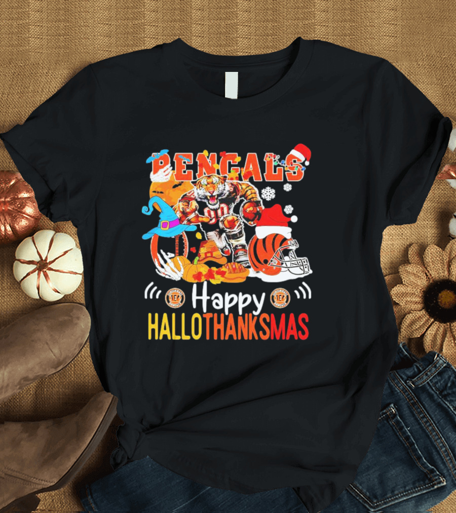 Bengals Mascot Festive Happy Hallothanksmas T-Shirt