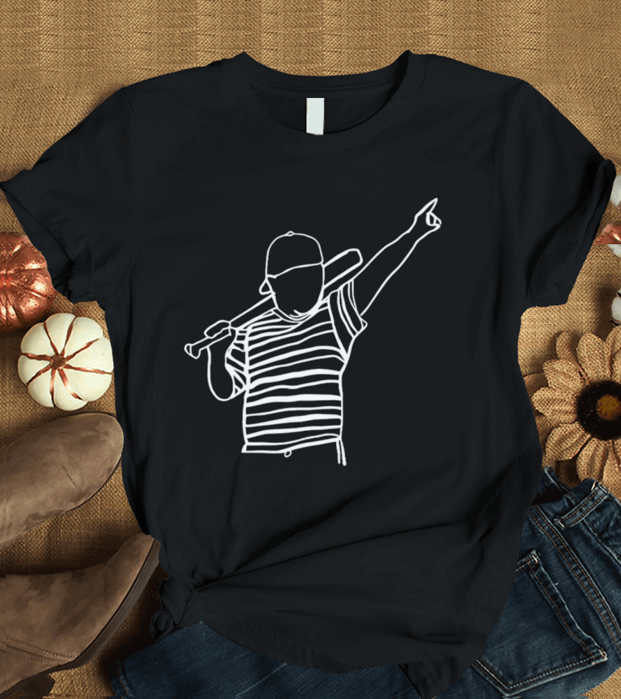 Baseball Player Stripe Pose Drawing T-Shirt