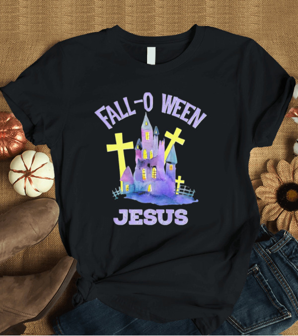 T-Shirt: Falloween Jesus Haunted Castle with Crosses T-Shirt Falloween Jesus Haunted Castle with Crosses T-Shirt
