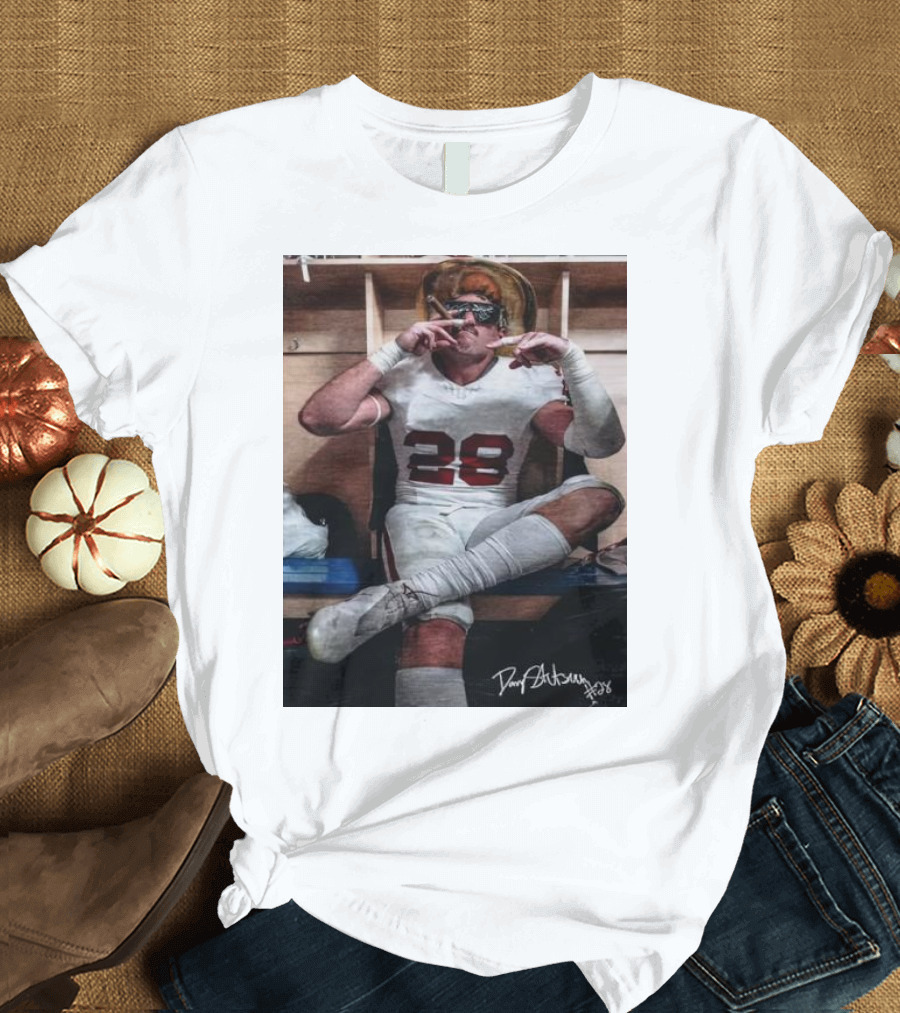 Stutsman Texas Fears Oklahoma 28 Football Locker Room Celebration Posing with Cigar and Signature T-Shirt