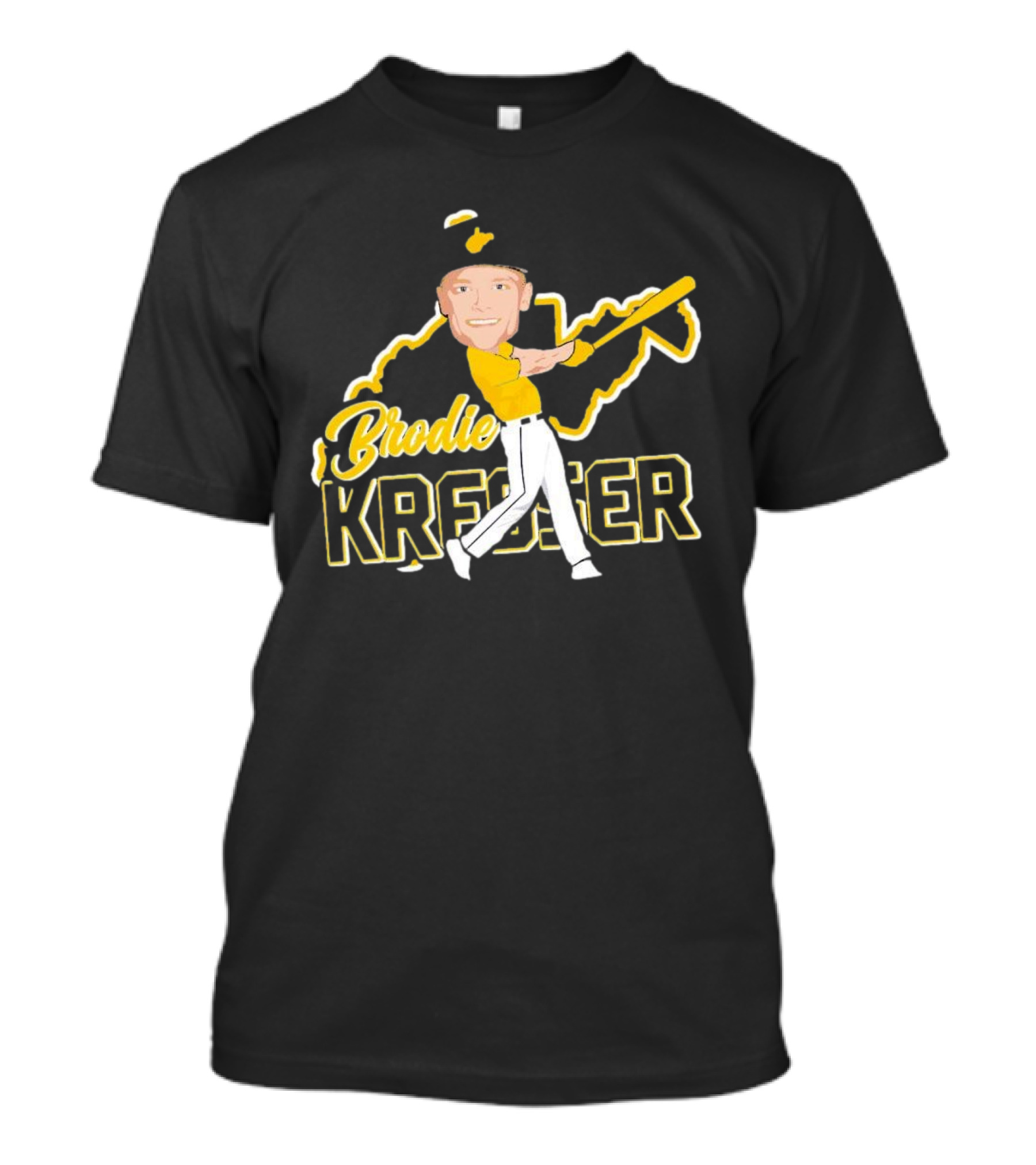 Brodie Kresser Caricature Signature Baseball Player With Bat And Outline T-Shirt