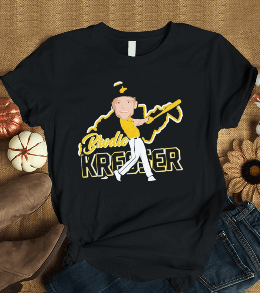 Brodie Kresser Caricature Signature Baseball Player with Bat and Outline T-Shirt