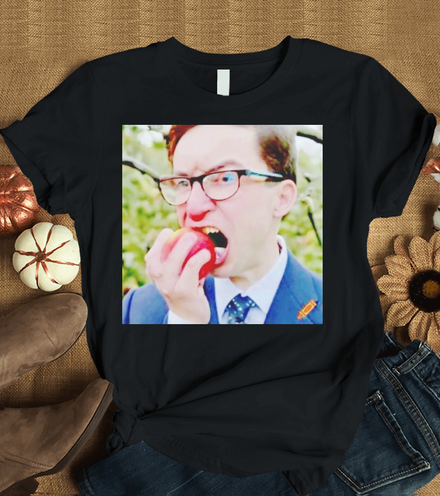 Pierre Poilievre Eating Apple in Suit and Glasses T-Shirt