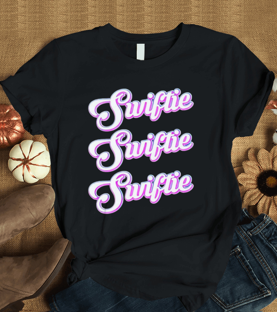Triple Swiftie Groovy 80’s Style Retro Pink Typography T-Shirt