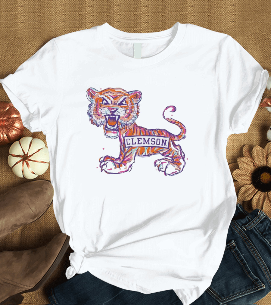 Clemson Tigers Fierce Painted Mascot T-Shirt