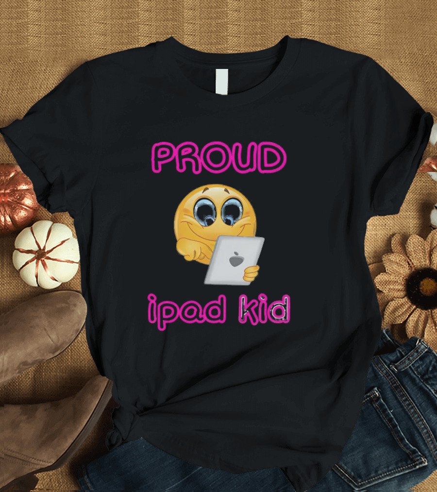 Proud Smile Emoji with iPad Kid T-Shirt