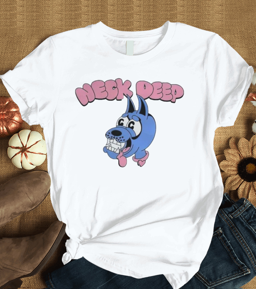 Neck Deep Cartoon Doggo with Drooling Tongue T-Shirt