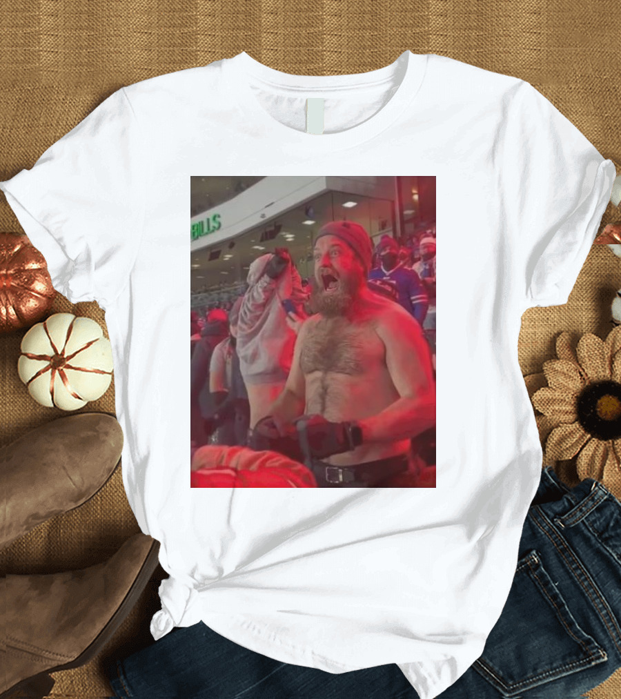 Buffalo Bills Shirtless Fan Game Day Excitement Ryan Fitzpatrick Scream T-Shirt