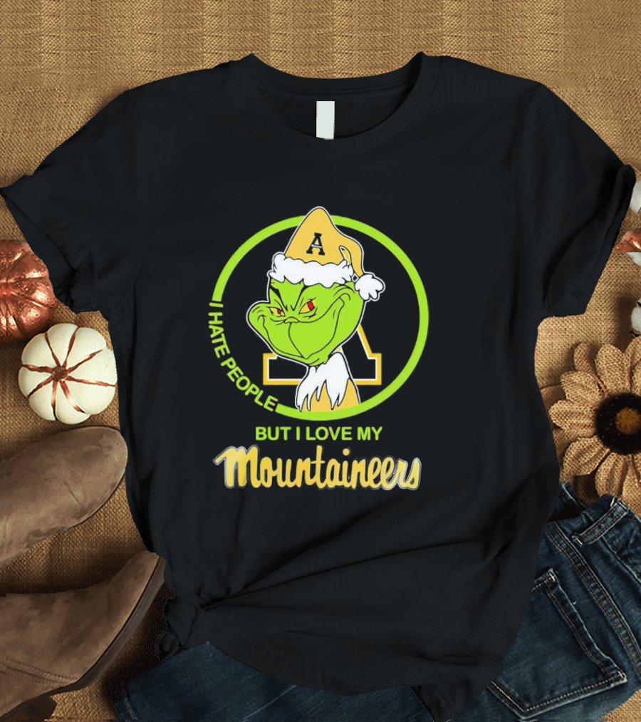 Grinch I Hate People But I Love My Appalachian State Mountaineers Christmas T-Shirt