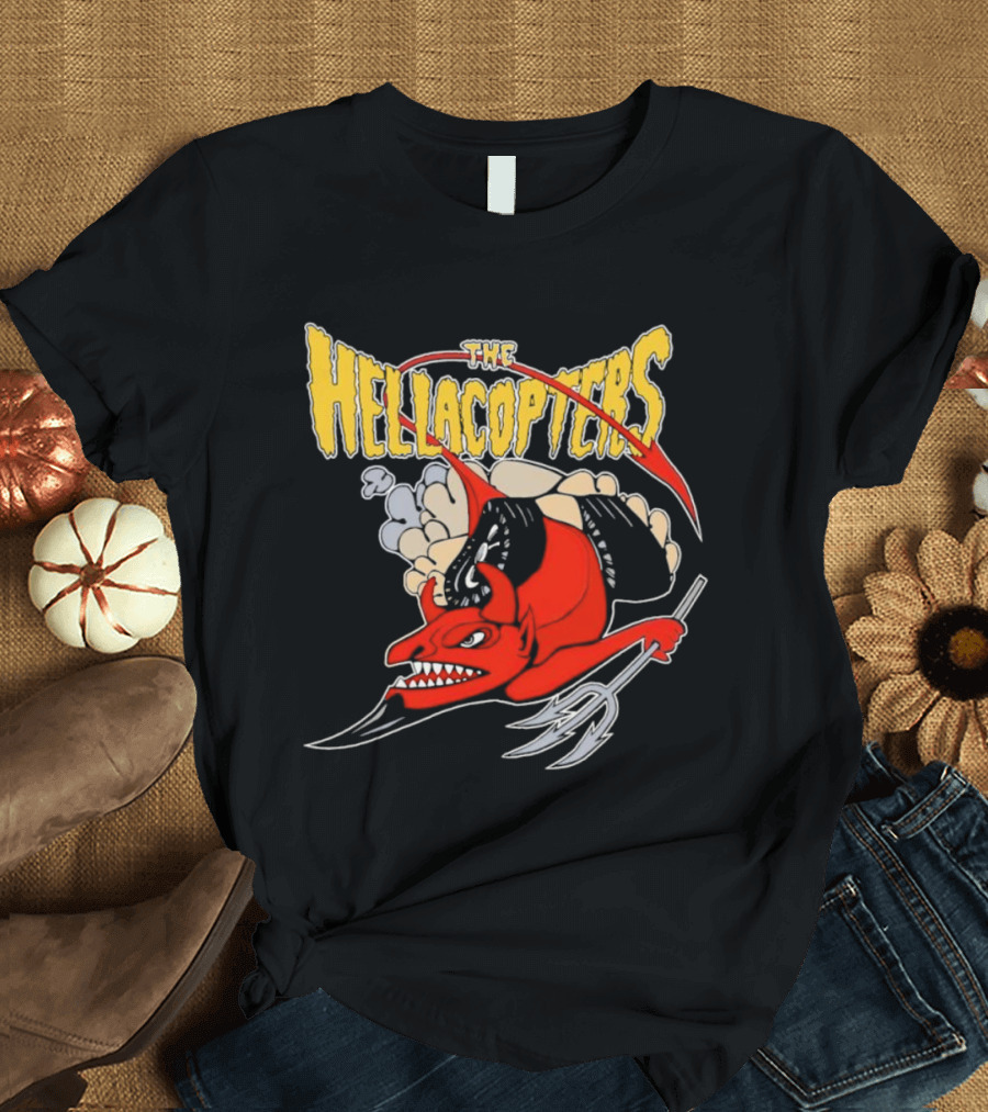 The Hellacopters Devil Stole the Beat Red Devil with Pitchfork and Wings T-Shirt
