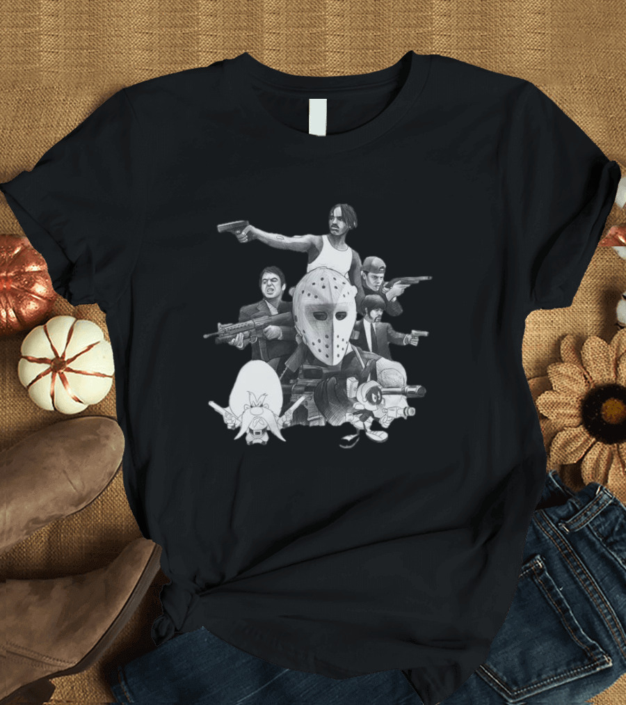 Trust Respect the Shooter Jason Mask Gangsters Anime Characters Gunmen T-Shirt