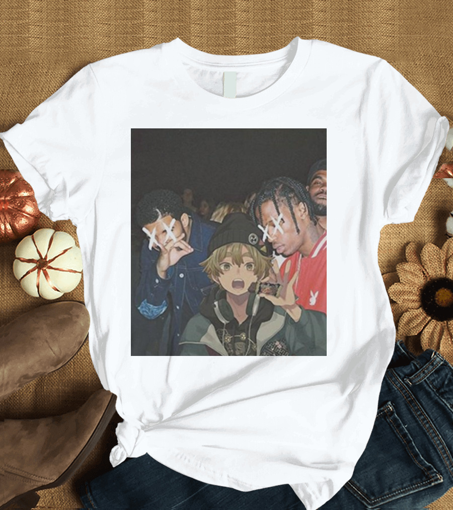 Drake Travis Scott Zenitsu Agatsuma Crossover Demon Slayer Anime T-Shirt