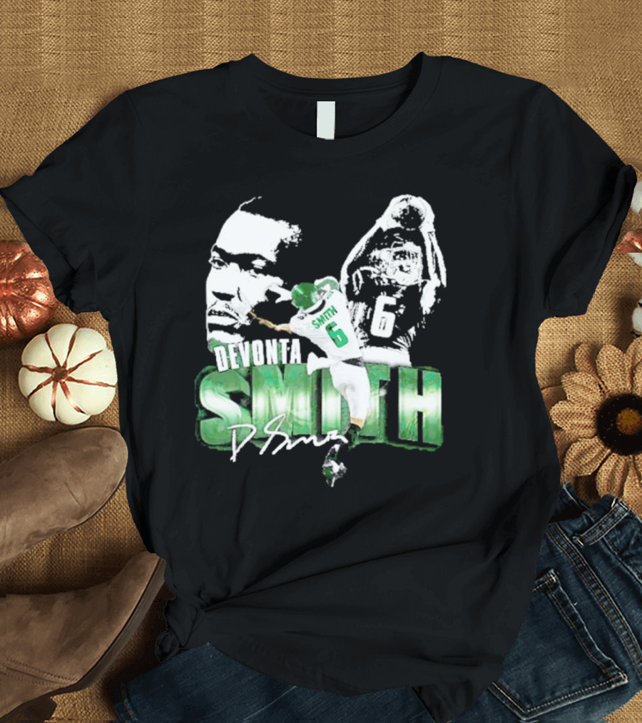 DeVonta Smith Philadelphia Number 6 Football Chrome Look T-Shirt