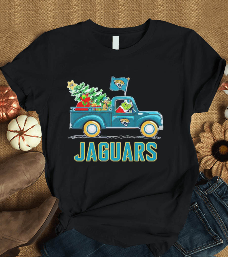 Grinch Christmas Truck Jacksonville Jaguars Holiday T-Shirt
