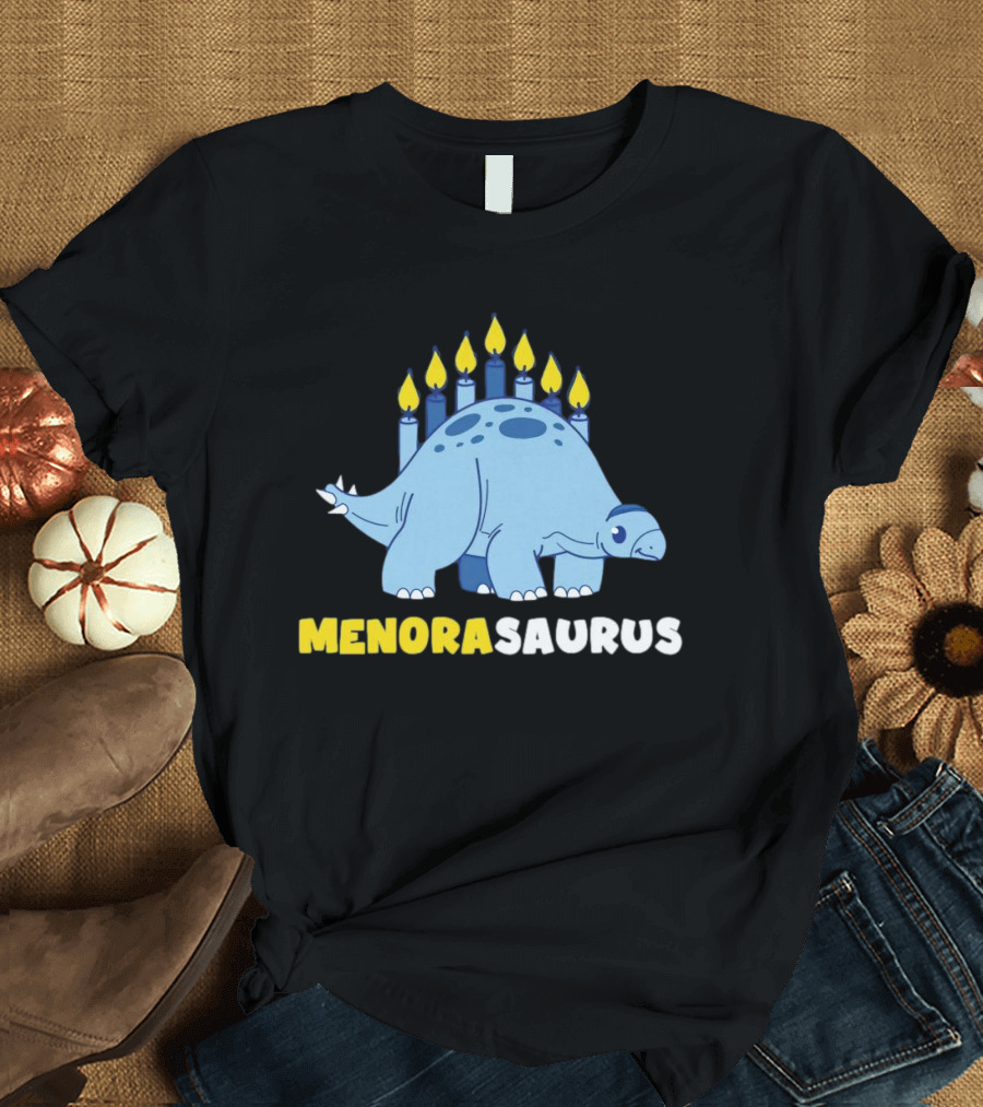 MENORASAURUS Hanukkah Dinosaur Candles T-Shirt