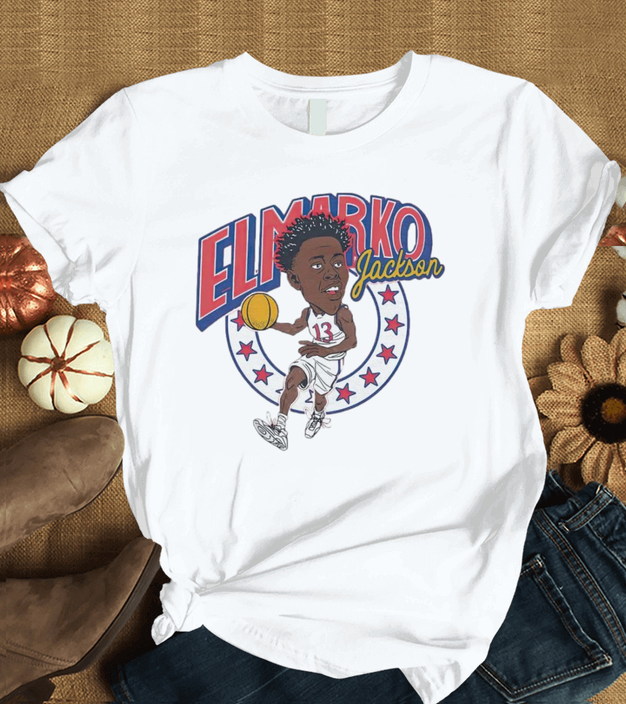 Elmarko Jackson Basketball Stars and Slam Dunk Action T-Shirt