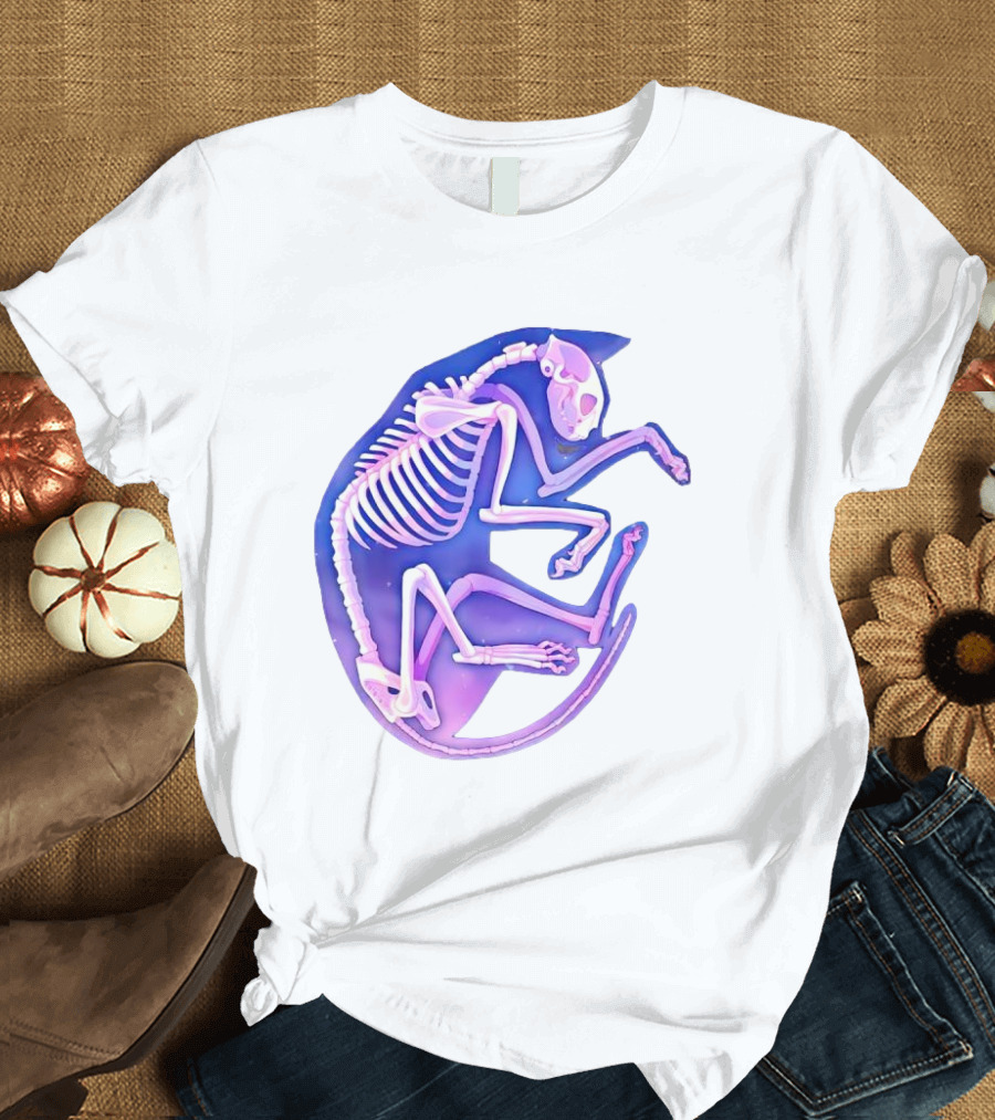 Skeleton Galaxy Cat Cosmic Vibe T-Shirt