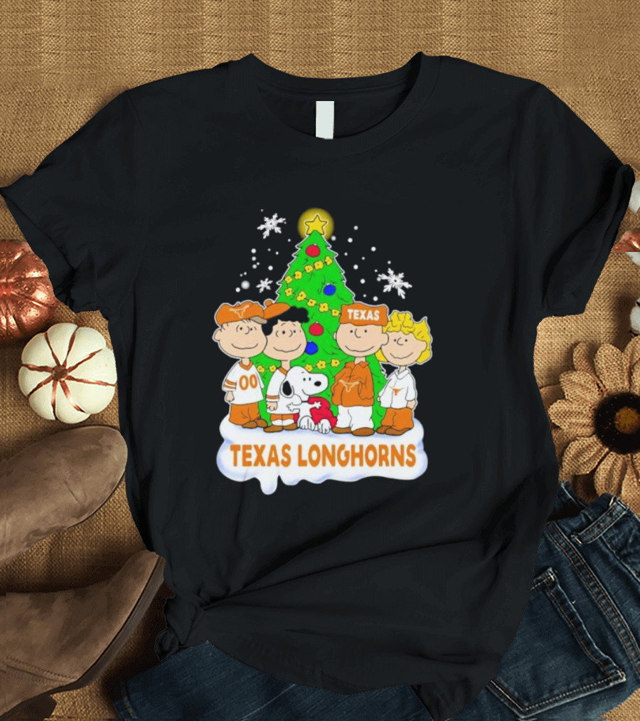 Peanuts Characters Texas Longhorns Christmas Tree T-Shirt