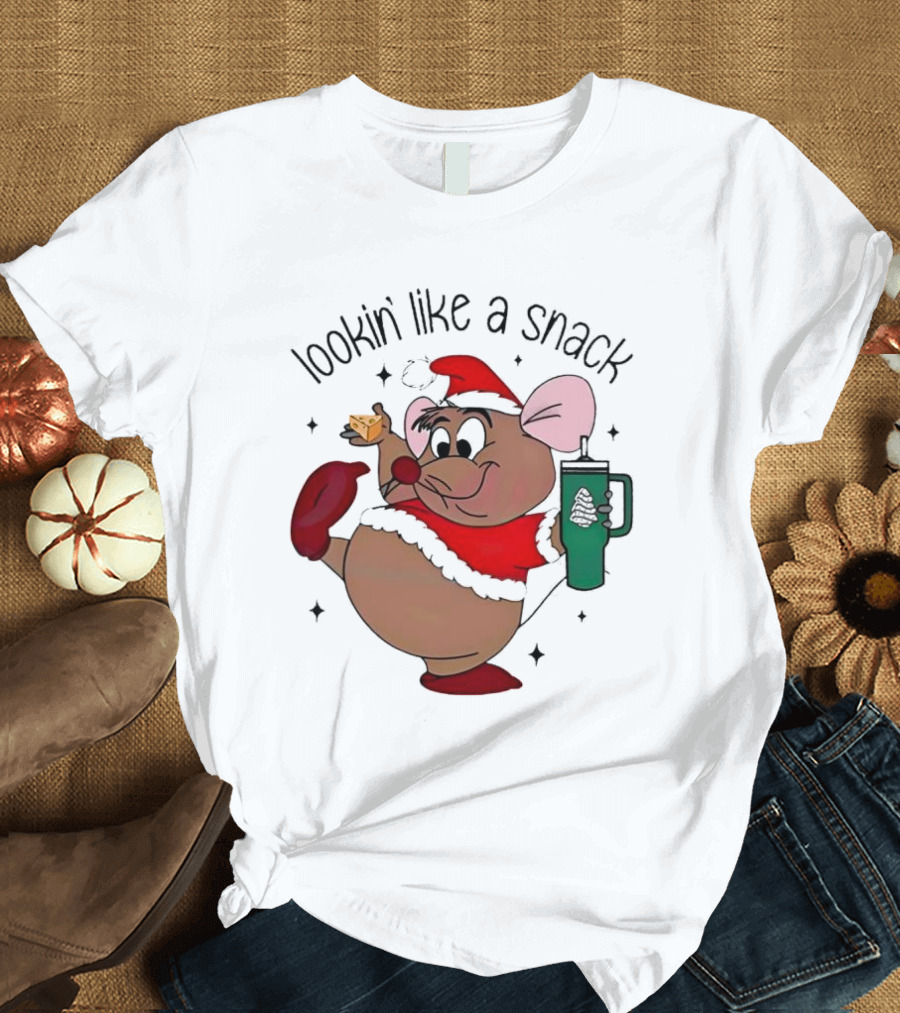Cinderella Gusgus Lookin Like a Snack Christmas Santa Outfit with Cookie and Drink T-Shirt