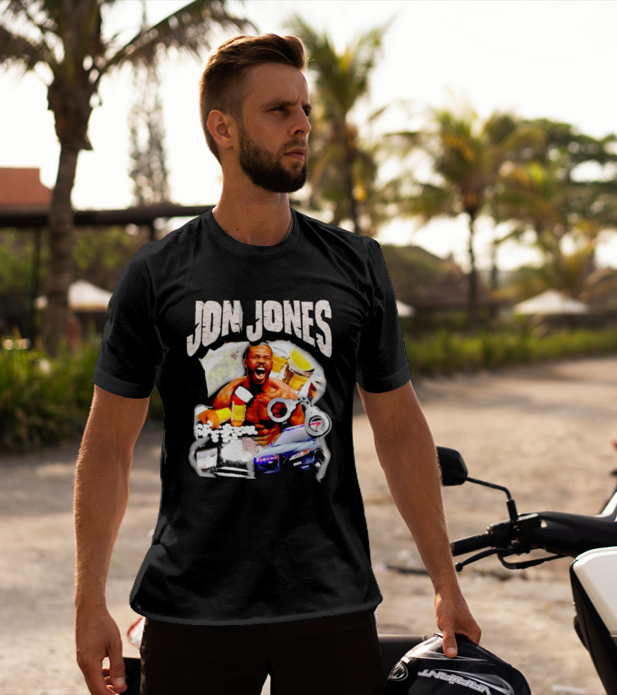 Jon Jones Vintage Police Car Handcuffs Pills Bottles T-Shirt