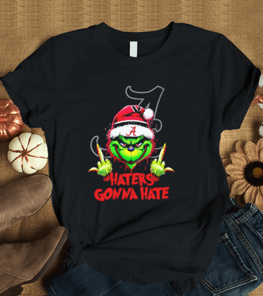 Alabama Crimson Tide Grinch Haters Gonna Hate Middle Finger T-Shirt