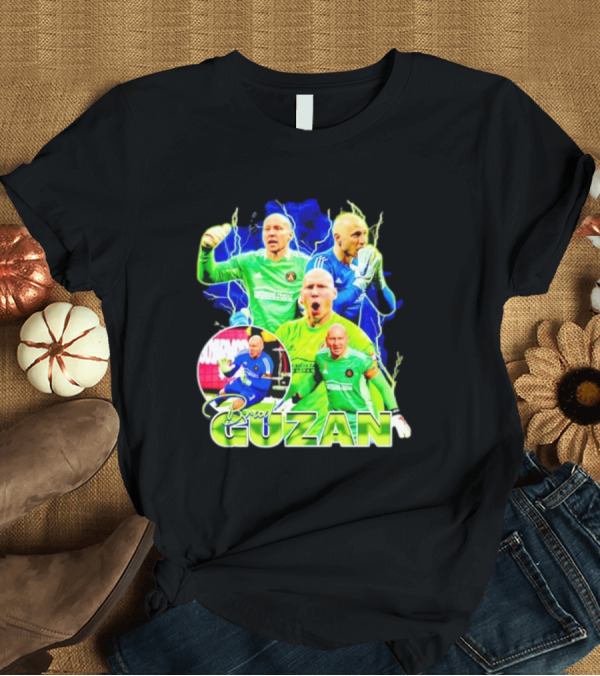 T-Shirt: Brad Guzan Atlanta United Green and Blue Lightning Soccer Montage T-Shirt Brad Guzan Atlanta United Green and Blue Lightning Soccer Montage T-Shirt