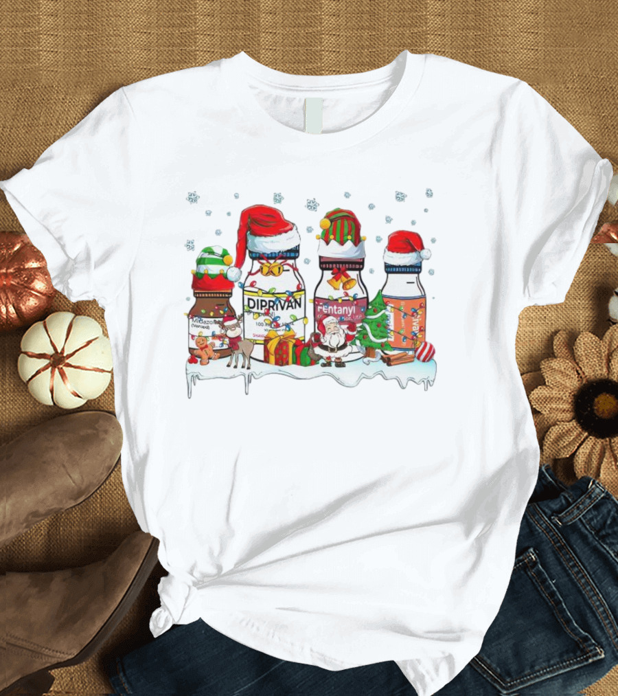 Santa Diprivan Fentanyl Christmas Bottles T-Shirt