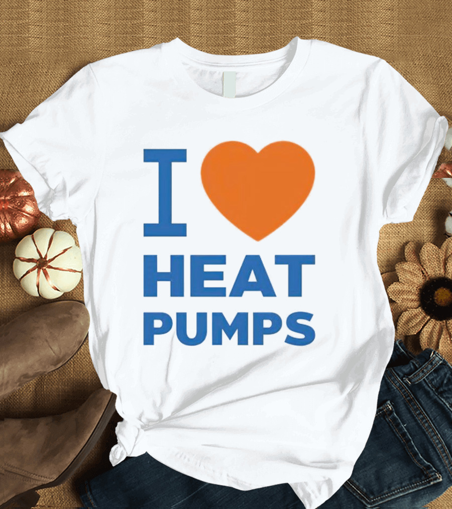 I Heart Heat Pumps Bold Blue Orange T-Shirt