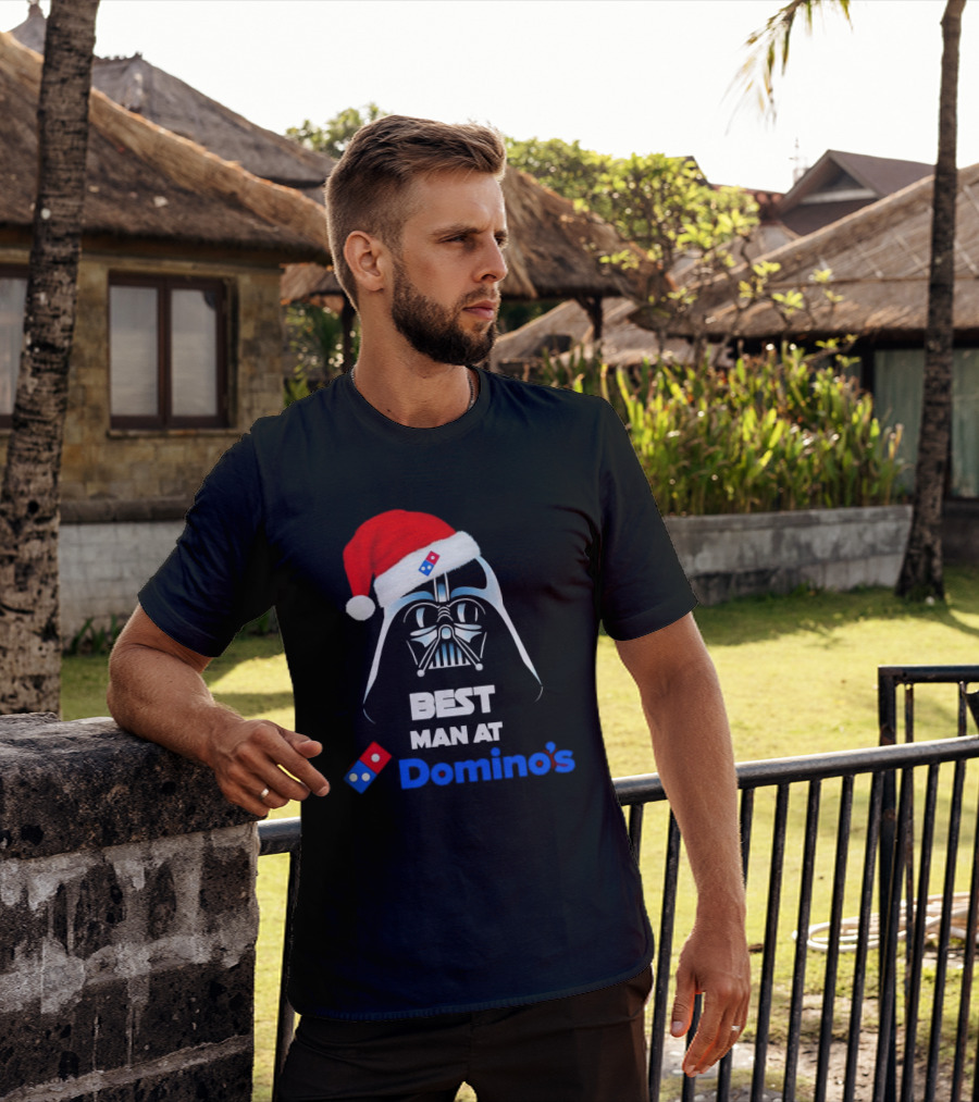 Darth Vader Santa Hat With Best Man At Domino's Christmas T-Shirt