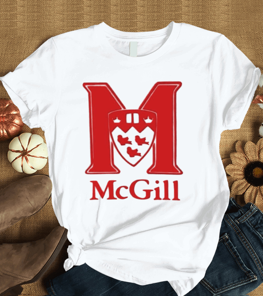 McGill University Large Red M and Shield Emblem T-Shirt