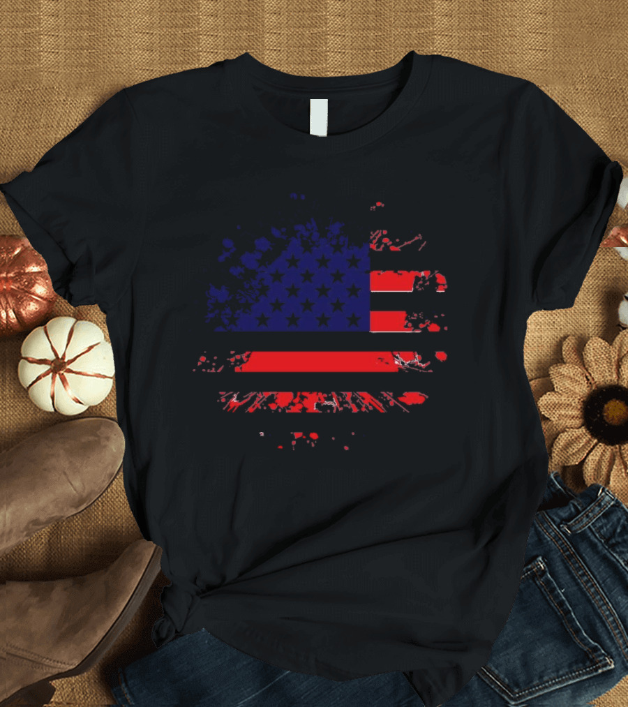 American Flag Grunge Style Stars and Stripes Circular T-Shirt
